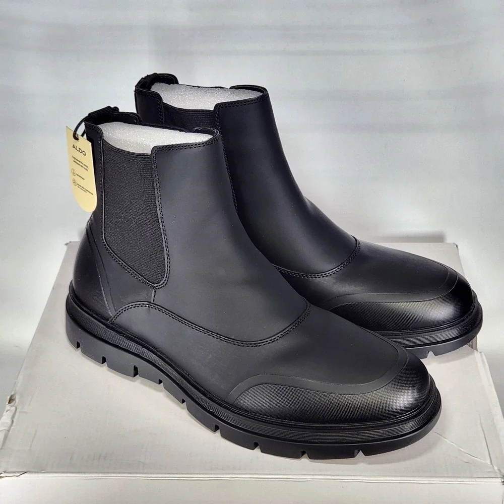 ALDO Eros Boots Men Size 10.5 Black Waterproof Winter Chelsea Lug Sole